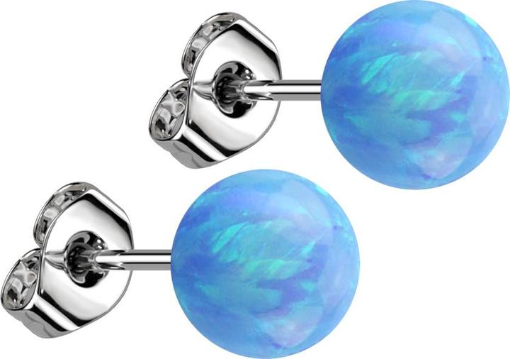 Produktbild Star Piercing Ohrstecker mit Kugel Opal hellblau (Chirurgenstahl 316L, ohne Messing)