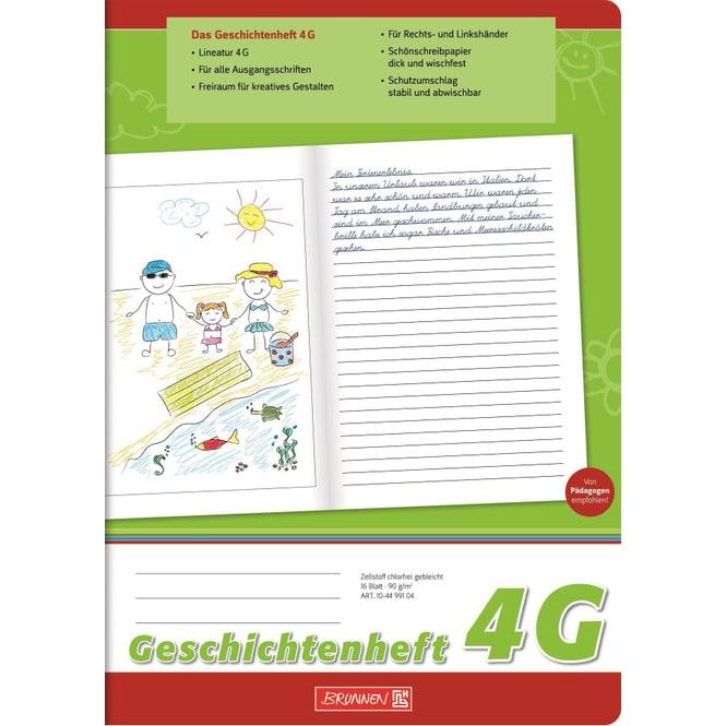 Produktbild Geschichtenheft Lineatur 4G liniert DIN A4 ohne Rand, 16 Blatt (A4, Liniert)