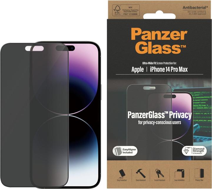 Actual product image PanzerGlass Screen Protector Ultra Wide Fit Privacy iPhone 14 Pro Max (1 Piece, Apple iPhone 14 Pro Max)