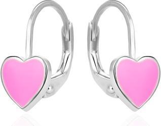 Agato - Silver earrings for girls Pink hearts AGT-ED023L