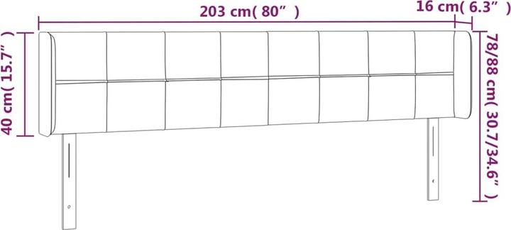 Immagine prodotto VidaXL Kopfteil mit Ohren Dunkelgrau 203x16x78/88 cm Samt,Farbe (203 x 16 x 88 cm)