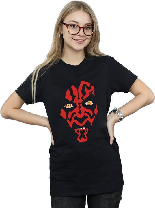 Actual product image Star Wars Womens/Ladies Darth Maul Face Cotton Boyfriend T-Shirt (3XL)