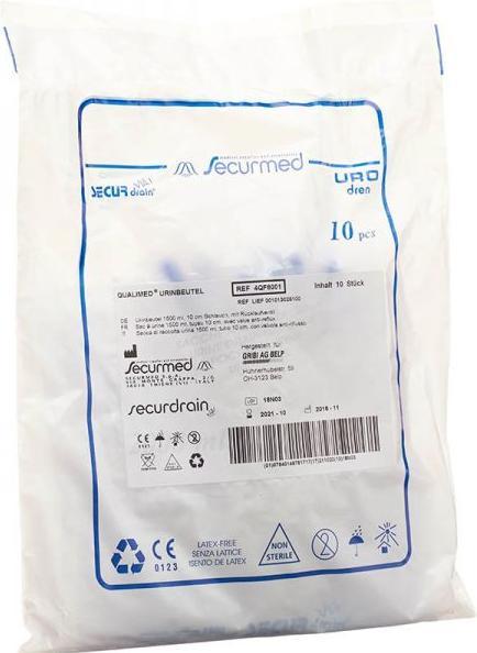 Produktbild Qualimed Urinbeutel 2l 90cm mit RV, 10 Stück