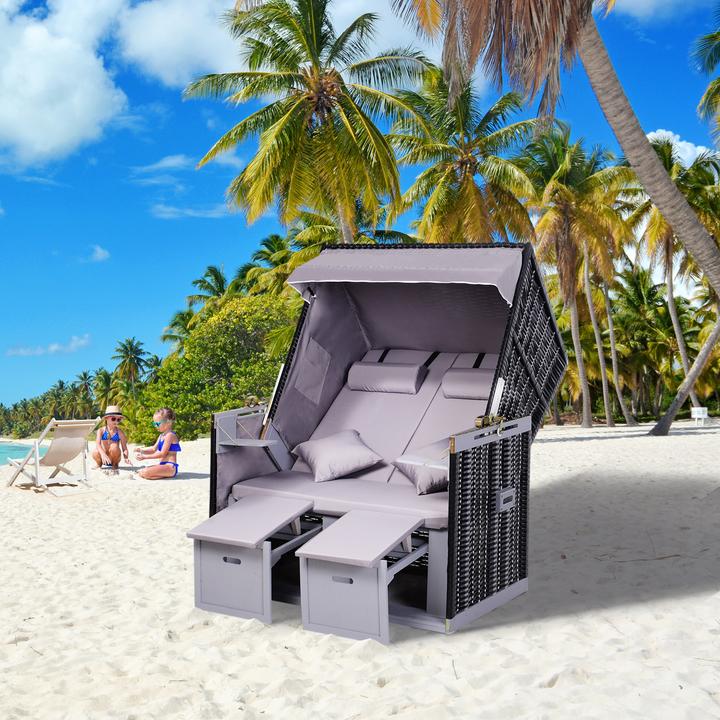 Actual product image Outsunny Beach chair with roof and cup holder