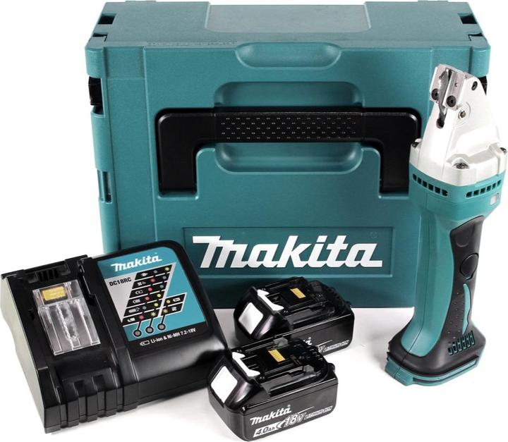 Actual product image Makita DJS 161 RMJ 18 V Li-Ion Cisaille métal avec Coffret de transport Makpac + 2x Batteries 4,0 Ah