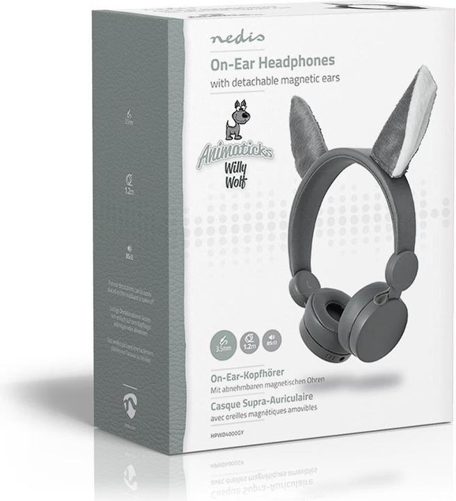 Actual product image Nedis On-ear headphones with cable On-ear headphones with cable 3.5 mm cable length: 1.20 m 85 dB Grey (Cable)