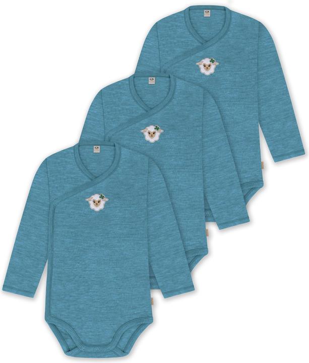 Normani 3er Pack Merino Baby-Body langärmeliger Wickelbody für 0-24 Monate - 9349