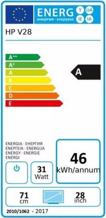 Energie-Label HP V28 (3840 x 2160 Pixel, 28")