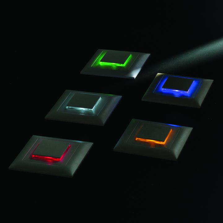 Image du produit Feller UP Bouton-poussoir illuminé avec lentille latérale blanche Croix 6/1 L avec LED bleue