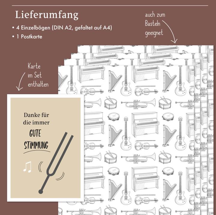 Image du produit Dabelino Set de papier cadeau : musique/ instruments/ (Papier cadeau, 4 x)