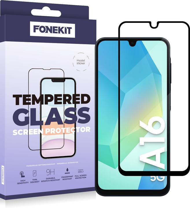 Produktbild FoneKit Full Cover Tempered Glass, Samsung Galaxy A16, black (1 Stück, Samsung Galaxy A16)
