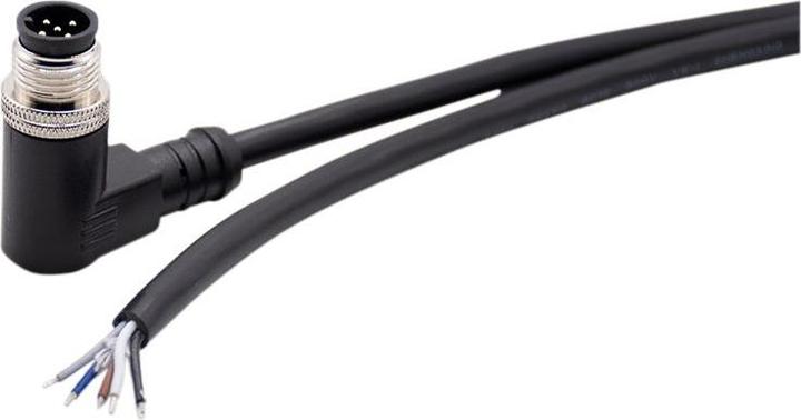 Image du produit RND Electronics Connecteur de câble, 2 m, M12, Mâle, Angle droit, Pôle - 5, Soudé, Support de câble