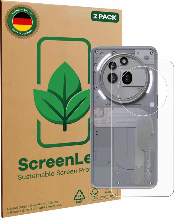 Produktbild ScreenLeaf Schutzfolie nachhaltiger Displayschutz Display Schutz Folie Klar Transparent (2 Stück, Nothing Phone (3a) Pro)