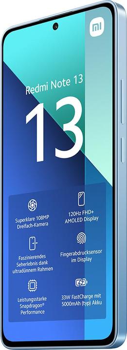 Productafbeelding Xiaomi Redmi Note 13 8+256 Ijsblauw (256 GB, IJsblauw, 6.67", Hybride dubbele SIM, 108 Mpx, 4G)