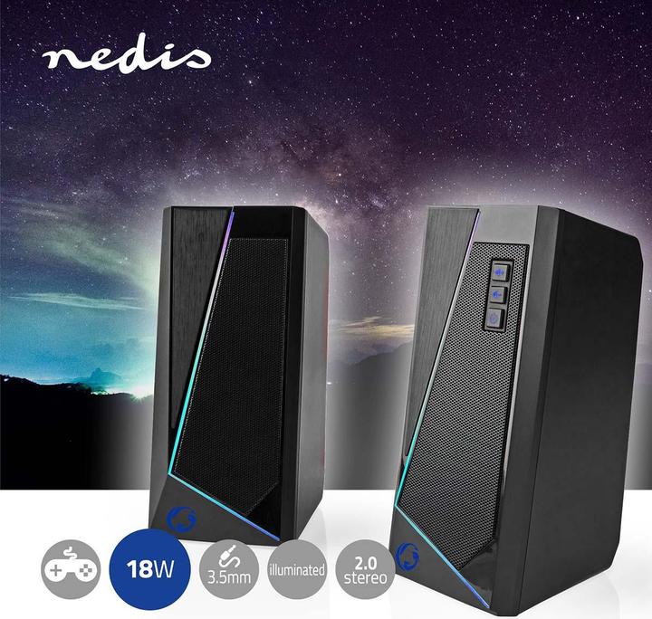 Actual product image Nedis Gaming Speaker | Speaker Channels: 2.0 | Powered via USB | 3.5 mm Plug | 18