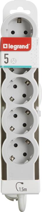 Image du produit Legrand Multiprise plate 5x prise, 1,5 mètre de câble blanc-gris 694555 (5 x, CEE, CEE 7/3, 1.50 m)
