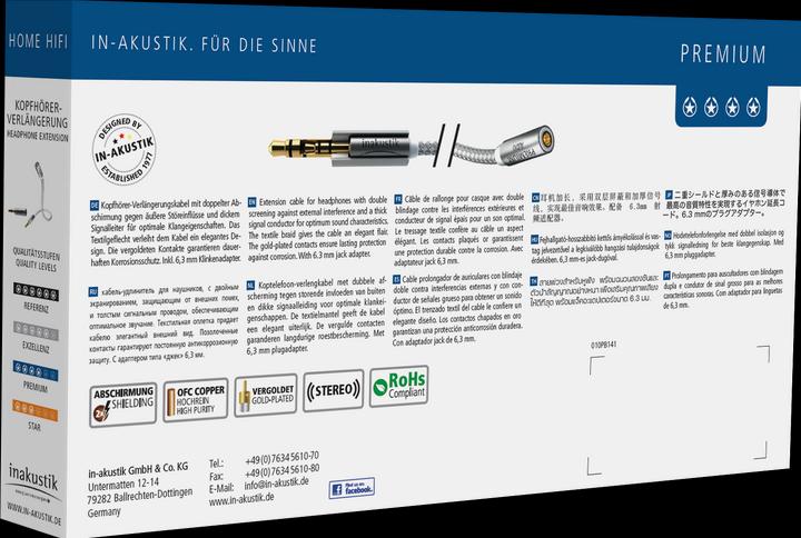 Image du produit Inakustik Câble d'extension stéréo 3,5 mm de qualité supérieure (2 m, Jack 3,5 mm (AUX))
