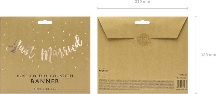 Image du produit Partydeco Guirlande Just Married 20 x 77 cm, or rose