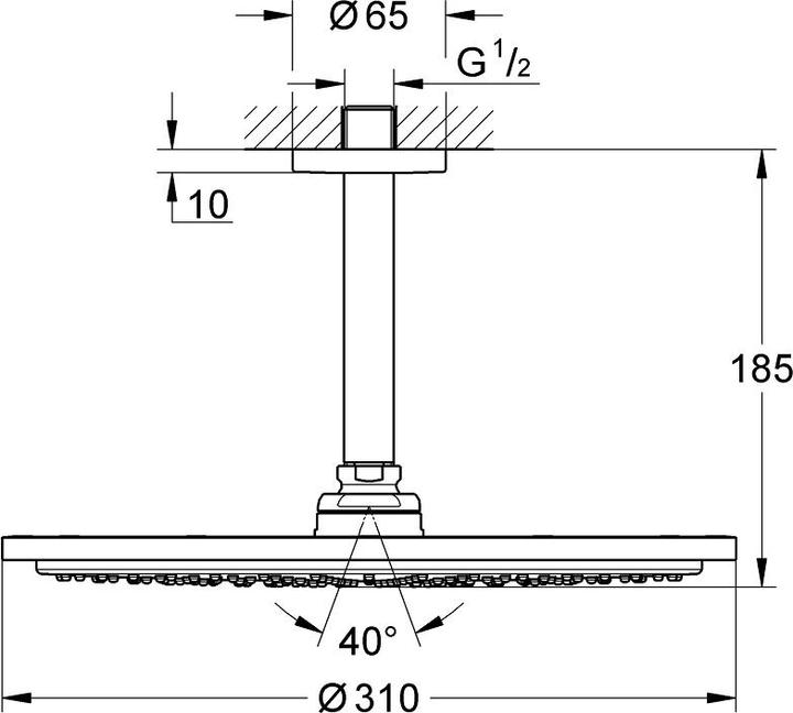 Actual product image Grohe Overhead shower set Rainshower Cosmopolitan 310 26067000 31 cm incl. ceiling connection 14.2 (9 l/min)