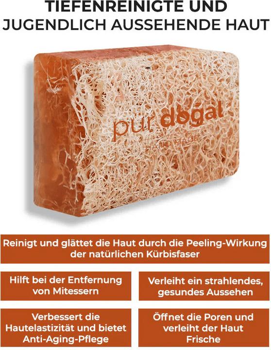 Image du produit Pür Doğal 100% Natürliche Kürbisfaser Seife mit Argan Öl 130gr