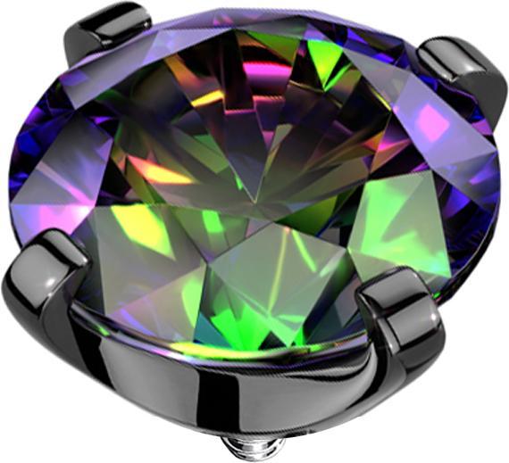 Star Piercing Dermal Anchor schwarz Kristall dunkel multicolor gefasst (ohne Messing, Titan G23)