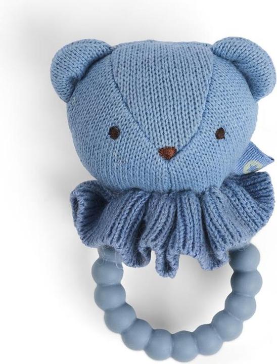Image du produit Smallstuff - Rattle, bear face on silicone ring, blue - (40008-91)