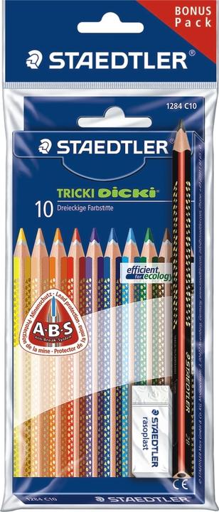Actual product image Staedtler Crayon Noris Jumbo Set (Purple, Orange, Brown, Yellow, Blue, Black, Green, Red, Dark Blue, 10 x)