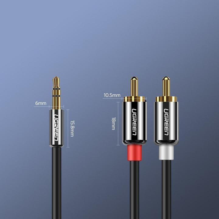 Produktbild Ugreen Audiokabel 3,5 mm Miniklinke - 2RCA 3m schwarz (10590) (3 m, 3.5mm Klinke (AUX))