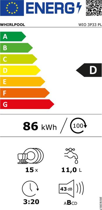 Energy Label Whirlpool WIO 3P33 PL