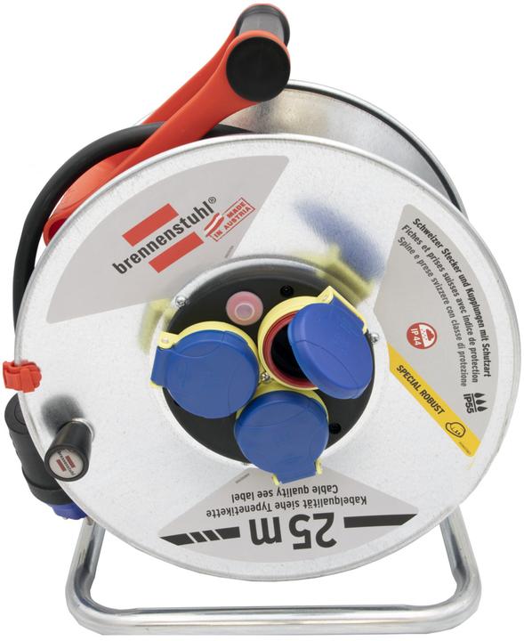 Image du produit Brennenstuhl Tambour de câble Garant SK pour usage extérieur, système de fiche CH IP55, 3x prises T23, fiche (25 m, 2.50 mm²² mm)