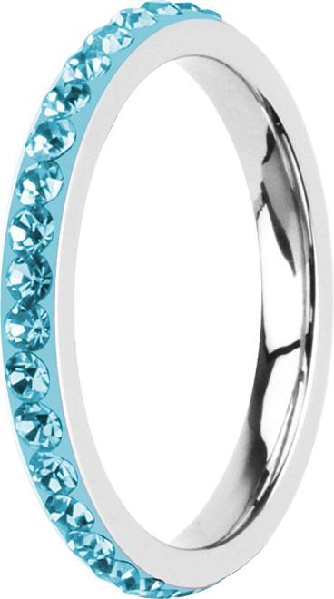 Actual product image Star Piercing Ring silver with aqua crystal band (Surgical steel 316L, Acrylic without brass)