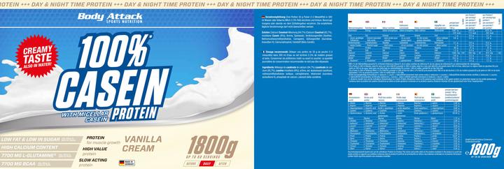 Produktbild Body Attack 100 % Casein Protein (1800g Dose) (Schokolade, 1 Stk., 1800 g)