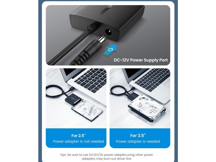 Image du produit Ugreen Adaptateur USB 3.0 vers SATA Converter 2.5" SATA SSD HDD vers USB 3.0