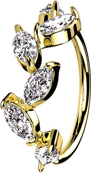 Hollywood Body Jewelry Micro Piercing Ring 14k vergoldet Weinrebe mit Kristallen (Messing)