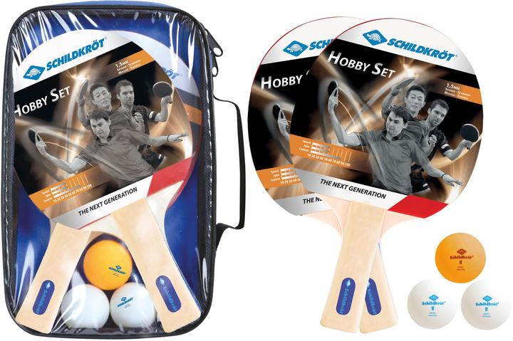 Schildkröt Donic-Schildkröt 788602 - Tischtennis Set Hobby für 2 Spieler, 2 Schläger, 3 Bälle, Tasche