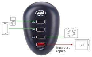 Productafbeelding PNI USB-oplader met 4 poorten, voor smartphones, tablets en camera's