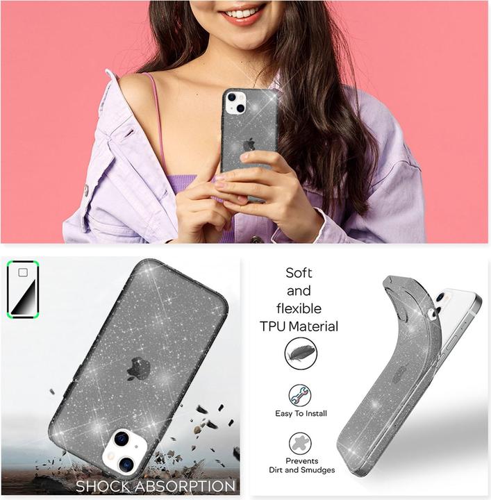 Produktbild Nalia Klare Glitzer Silikon Hülle (Apple iPhone 13 mini)