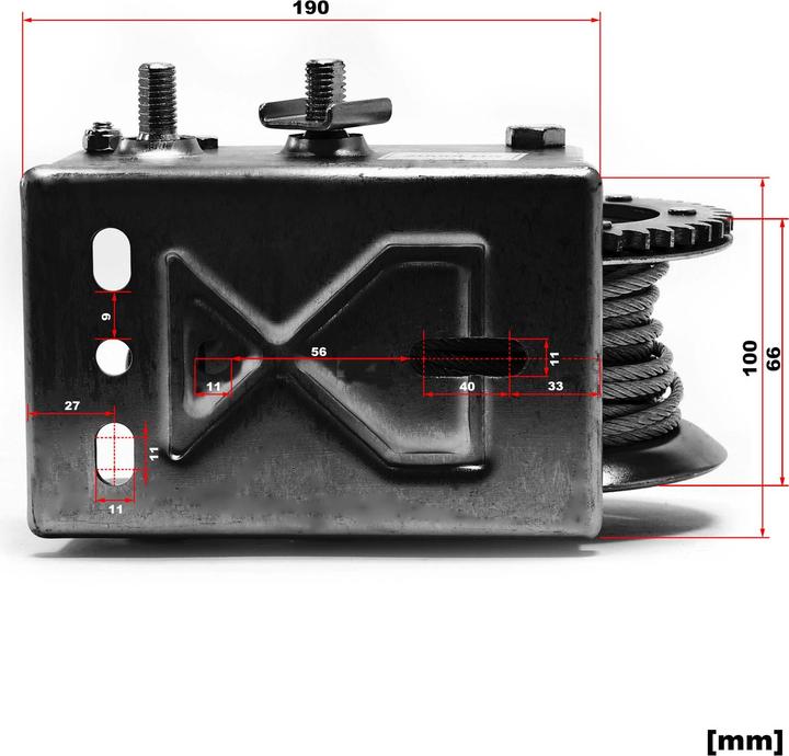 Actual product image XPOtool Cable Winch with Hand Crank and 10m Steel Wire Rope for Pulling up to 1500kg Heavy Duty Load