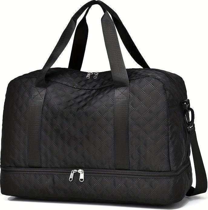 Actual product image Only-Bags.Store Lightweight Argyle Pattern Luggage Bag, Large Capacity Travel Duffle Bag, Portable Overnight