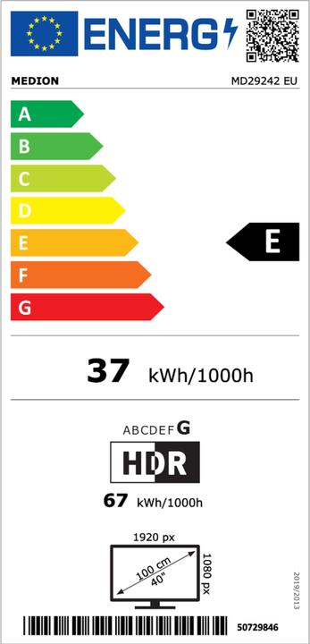 Energie-Label Medion LIFE P14031 (MD 29242) Android TV™ (40", LCD, Full HD)