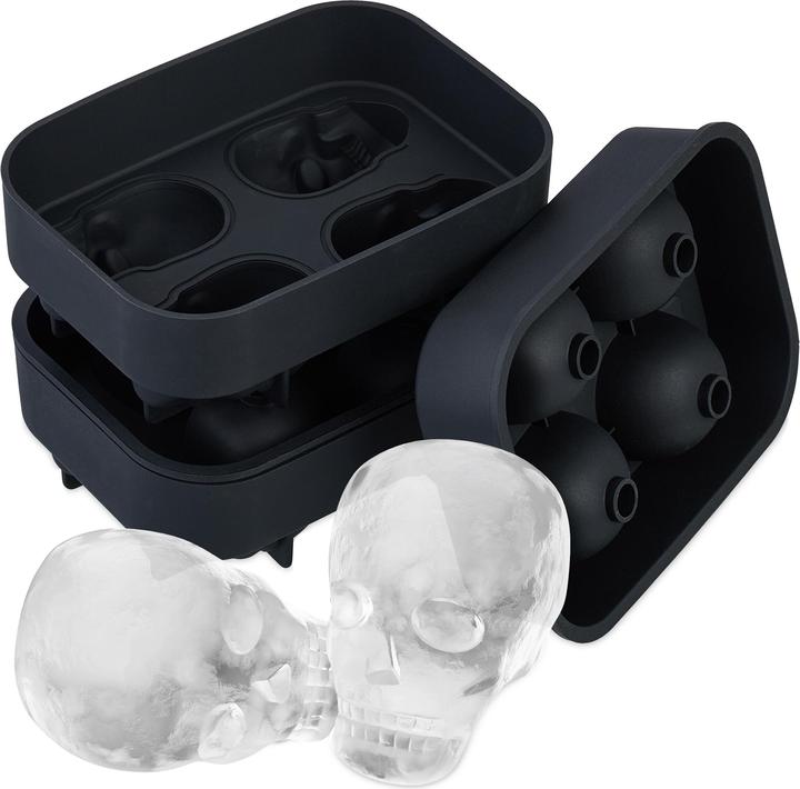 Relaxdays 2x Totenkopf-Eiswürfelform