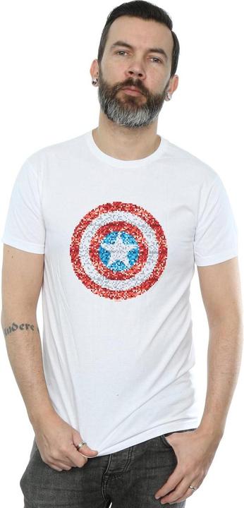Actual product image Mens Captain America Pixelated Shield T-Shirt (S)