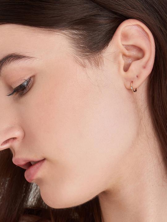 Actual product image Ania Haie 14Kt Gold Single Diamond Huggie Earrings (585 yellow gold)