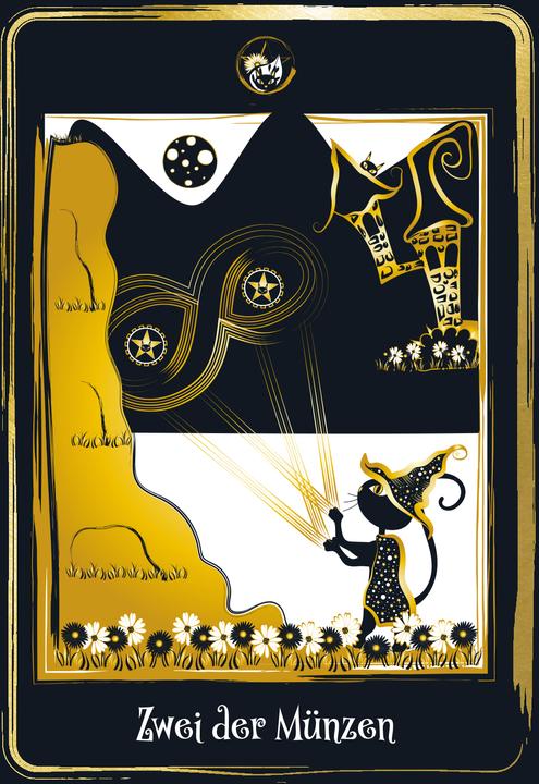Image du produit Golden Black Cat Tarot - Hochwertige Stülpdeckelschachtel mit Goldfolie (Allemand, Helena de Almeida, 2022)