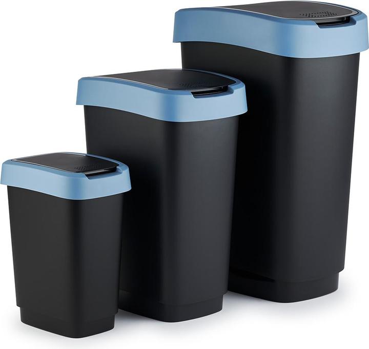 Produktbild Rotho Mülleimer Twist 25L schwarz und blau (25 l)