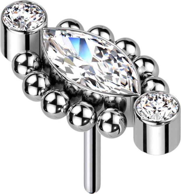 Immagine prodotto Star Piercing Threadless due cristalli argento dieci sfere cristallo ovale argento (Titanio G23, senza ottone)