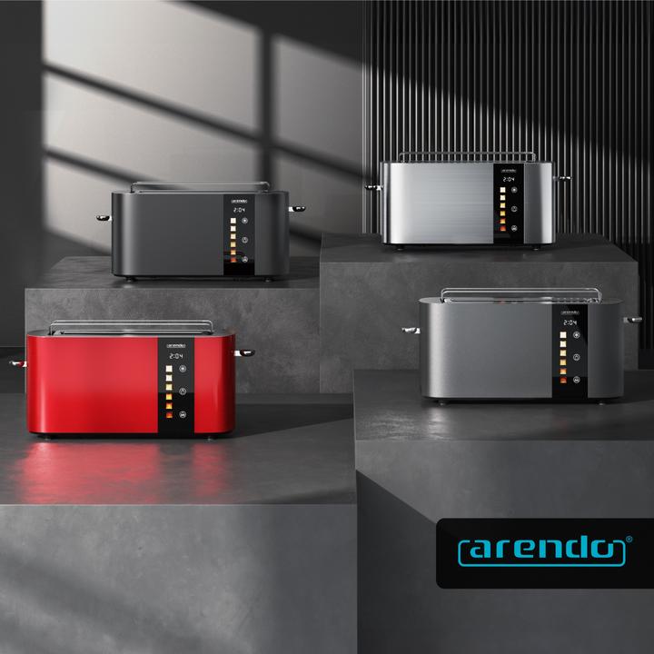 Produktbild Arendo Toaster Edelstahl 2 Scheiben Langschlitz, Touch Display, Restzeit & Bräunungsgradanzeige, 1000 W