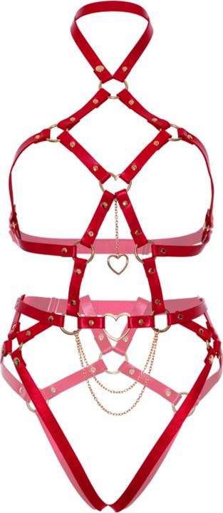 Produktbild Leg Avenue Veganes Leder-Harness mit Herzringnieten (L)