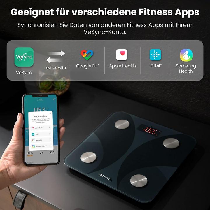 Produktbild Etekcity Digitale Körperfettwaage mit Bluetooth und App-Unterstützung (180 kg)