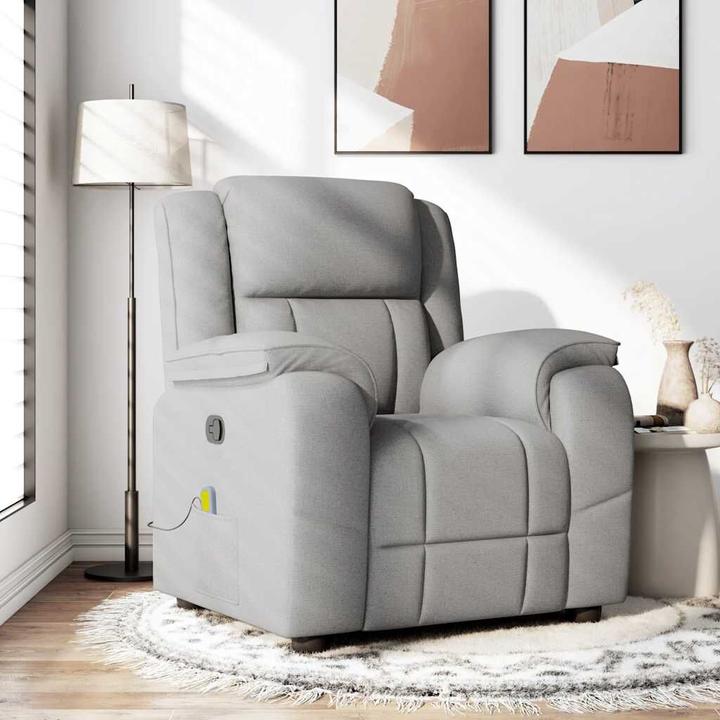 Actual product image VidaXL Massage armchair cloud grey fabric massage TV armchair